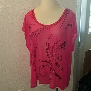 Hot pink sheer blouse